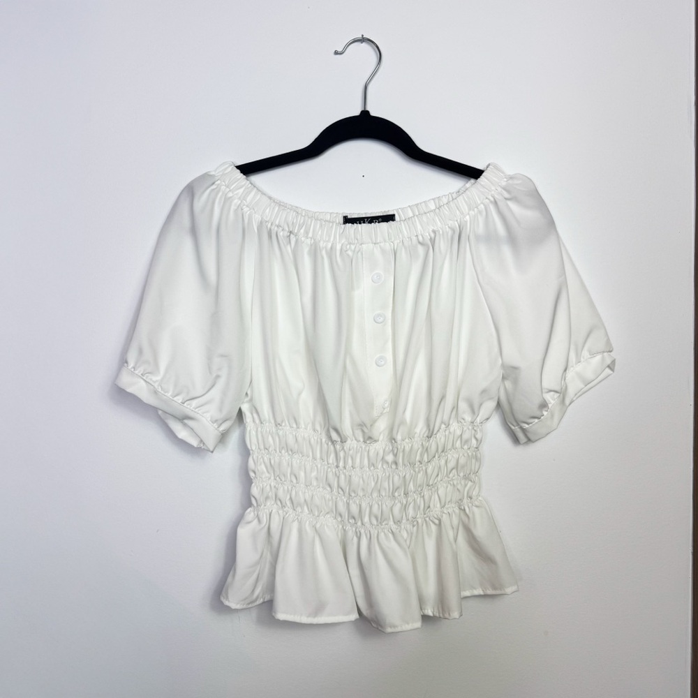 Chic White boho style Women's Blouse
